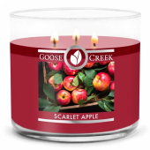 GOOSE CREEK Ароматическая свеча "SCARLET APPLE / Алое яблоко", в подсвечнике с 3 фитилями, вес - 411 гр, время горения - 35+ часов, соевый воск