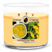 GOOSE CREEK Ароматическая свеча "DANDELION TEA/ Чай из одуванчиков", в подсвечнике с 3 фитилями, вес - 411 гр, время горения - 35+ часов, соевый воск
