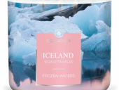 GOOSE CREEK Ароматическая свеча "FROZEN WATERS / Исландия - Замороженная вода", в подсвечнике с 3 фитилями, вес - 411 гр, время горения - 35+ часов, соевый воск