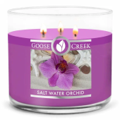 GOOSE CREEK Ароматическая свеча "SALT WATER ORCHID/Соленая вода и орхидея", в подсвечнике с 3 фитилями, вес - 411 гр, время горения - 35+ часов, соевый воск