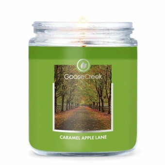 GOOSE CREEK Ароматическая свеча "Caramel Apple Lane / Яблочно-карамельная аллея", в маленькой  банке с крышкой, вес - 198 гр, время горения - 45 часов, соевый воск