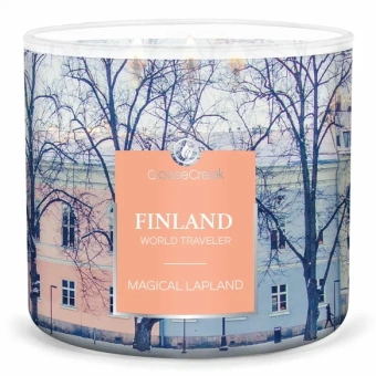 GOOSE CREEK Ароматическая свеча "MAGICAL LAPLAND/ Финляндия - Волшебная Лапландия", в подсвечнике с 3 фитилями, вес - 411 гр, время горения - 35+ часов, соевый воск